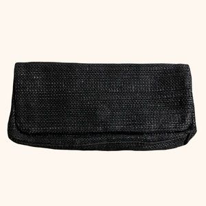 Vintage Black Ratan Wicker Weaves Clutch Purse